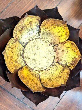 Metal Flower-Shaped Decorative Bowl By Vagabond Vintage Furnishings Gold & Brown